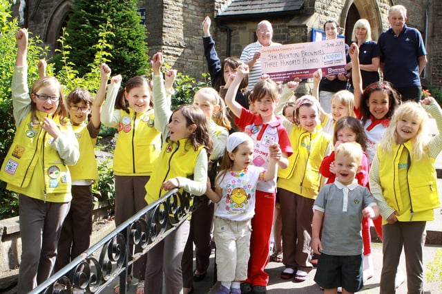 The fifth Buxton Brownies celebrate a donation from county councillor Robin Baldry's community leadership funds