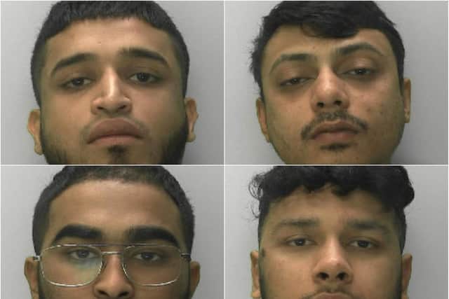 (Pictured top) Mohammed Rahman, Muhammed Maarjan (and bottom) Muhammed Hussain and Shoriful Islam have been jailed for a total of 20 years and eight months after conning dozens of elderly victims out of hundreds of thousands of pounds