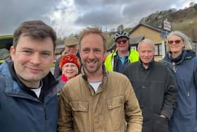 Dan Capper, centre, was out on the campaign trail with High Peak MP Robert Largan in March.