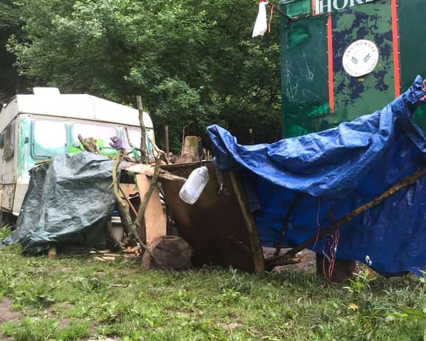The Peak District National Park Authority has asked the landowners to explain this caravan on the site, suggesting it may be illegally parked and occupied. (Photo: Contributed)