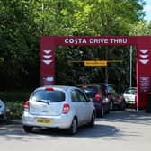 Customers arrive at the re-opened Croydon Costa Coffee Drive-Thru  (Photo by Mark Trowbridge/Getty Images)