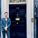 Matt Taylor stood outside 10 Downing Street ready to go and talk to the Prime Minister's Advisors about the issues with artificial intelligence in the music industry. Photo submitted