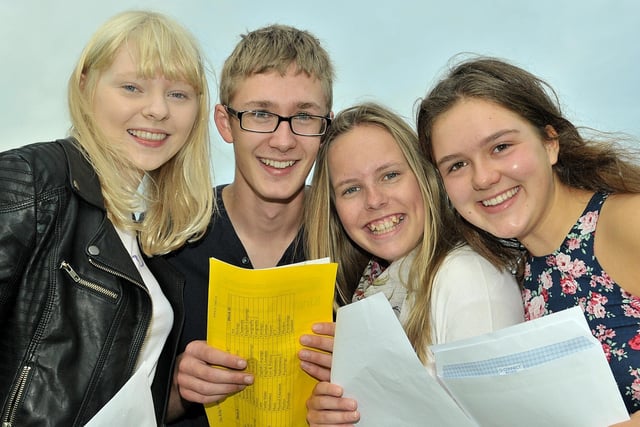 High Peak pupils who helped Kings School produce record GCSE results in 2012. Left to right Lauren Goulder, David Marchington, Justine Blake and Alex Swift. Pic Kings School