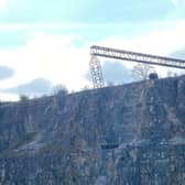 This picture by Rachel Davison shows the train crash set at Darlton Quarry in Stoney Middleton.