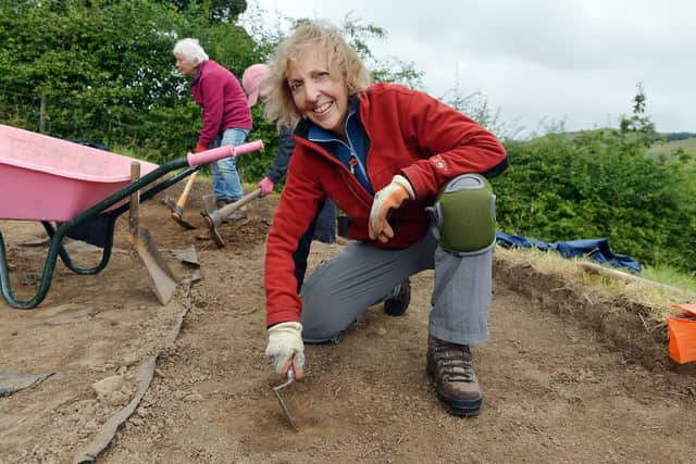 Volunteer Leila Serougi at the dig near Longnor. Pic Jason Chadwick.