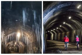 The Monsal Trail tunnels now (right) and how they looked before (pics: Emily Irving-Witt/Peak District National Park)