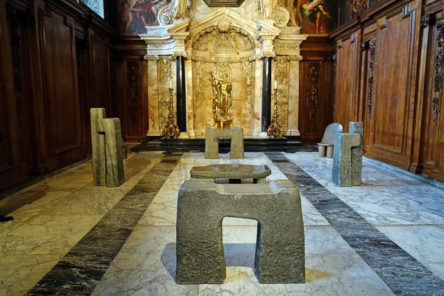 Faye' Toogood's sculptural furniture for the Chapel draws on local history of stone circles.