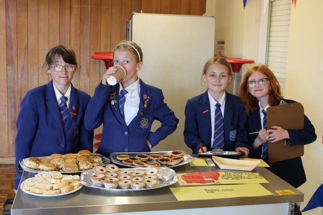 Fairfield Endowed Junior School pupils with their tasty treats for the Platinum Jubilee.