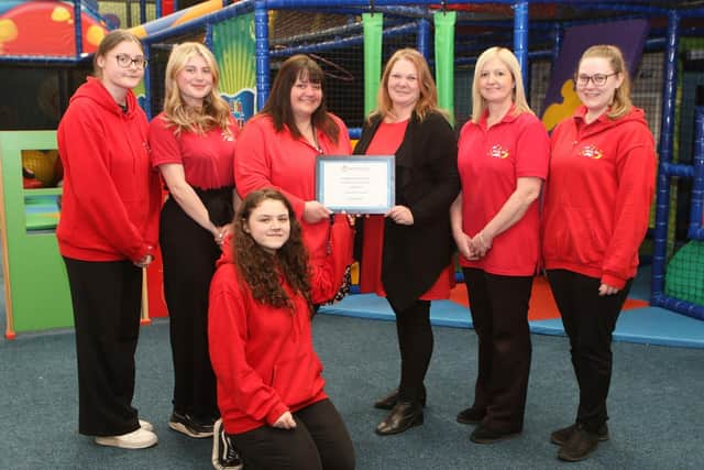 Managers Donna Bingham and Nicola Leah with apprentices Zoe Fenton, Caitlin Graham, Jessica Paterson, Rachel Lea and Megan Wright