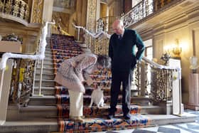 Chatsworth House reopening with the Duke and Duchess of Devonshire. In the painted hall.