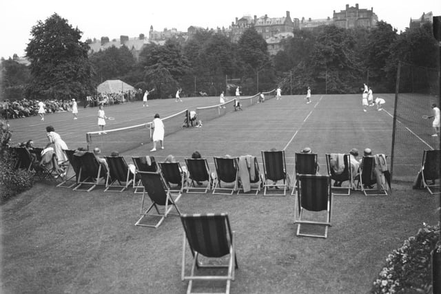 Deckchairs out ready to watch the tennis.