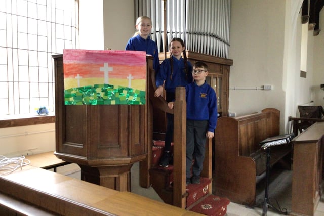 Students from Earl Sterndale School at the Easter Service. Photo Earl Sterndale