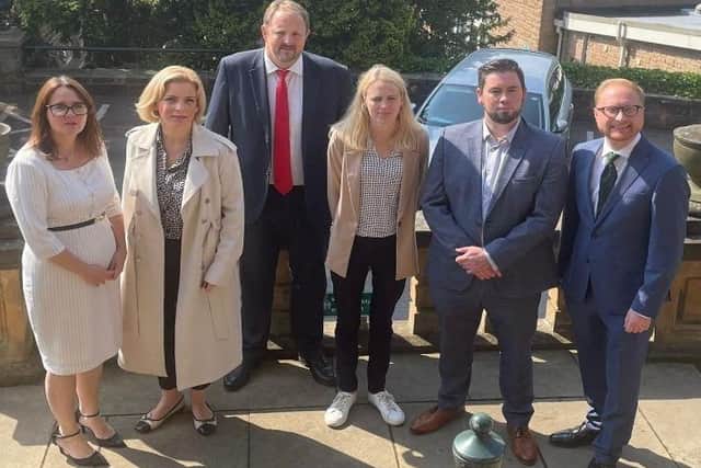 Left To Right, Derbyshire Mps Linsey Farnsworth, Samantha Niblett, Toby Perkins, Louise Jones, Adam Thompson, And Jonathan Davies Who Share Concerns Over Derbyshire County Council'S Proposed Changes To Elderly Care, Courtesy Of The Mps
