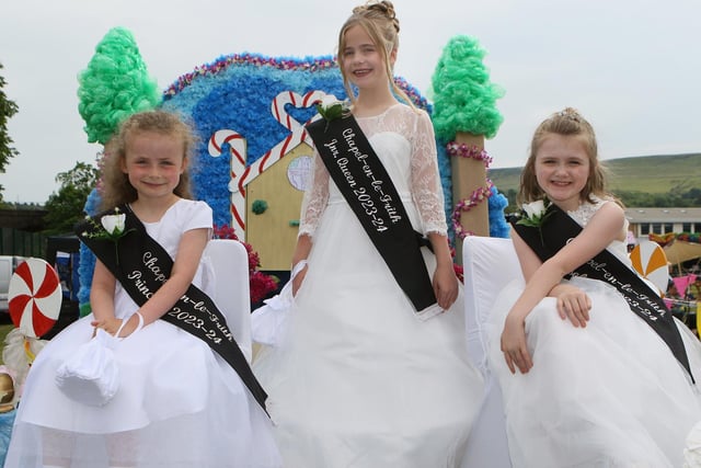 This years new royalty for Chapel Carnival; junior queen Faith Phillips with Isabelle Bancroft and Poppy Goodwin Smith. Pic Jason Chadwick