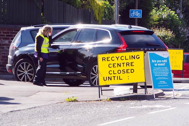 Chesterfield's household waste recycling centre on Sheffield Road is back open. Pictures and video by Brian Eyre.