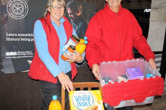 Some of the Whaley Bridge foodbank volunteers sorting out donations