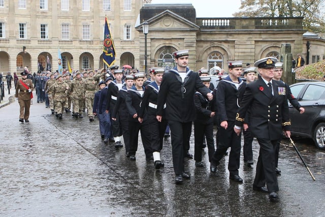 The Buxton parade passed through the Crescent and by the Pump Room. Photo Jason Chadwick