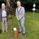 Unveiling of the new plaque in the Pavilion Gardens to commemorate 100 years of Buxton Local History Society. Pic submitted