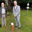 Unveiling of the new plaque in the Pavilion Gardens to commemorate 100 years of Buxton Local History Society. Pic submitted