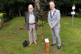 Unveiling of the new plaque in the Pavilion Gardens to commemorate 100 years of Buxton Local History Society. Pic submitted