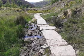 300 metres of the Doctor's Gate bridleway have been repaired with a new path of gritstone slabs. (Photo: Tom Lewis/PDNPA)