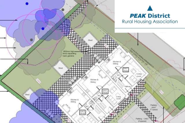 Site plan for three new homes on Yeld Road in Bakewell. Image: Peak District Rural Housing Association