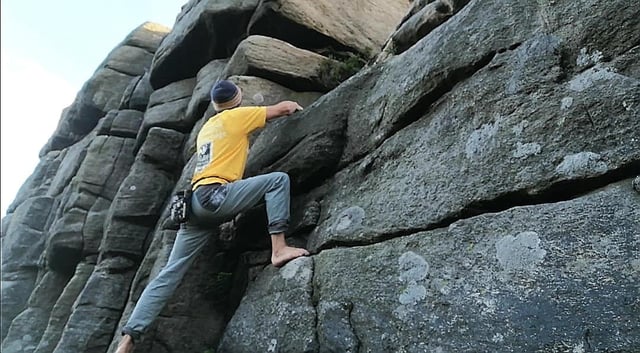 Richard Taylor taking on a 24-hour Stanage Edge solo climb. He set his camera up and took the pictures himself using the timer function.