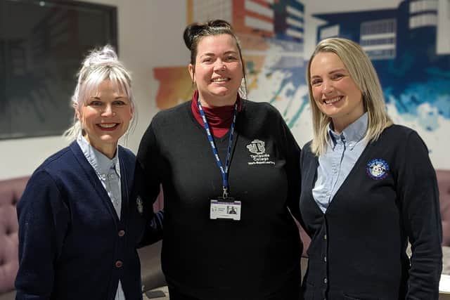From left, nursery owner Kimerberly Munro, Tameside College Early Years assessor Liz Thomson, and nursery manager Gemma Timmins.