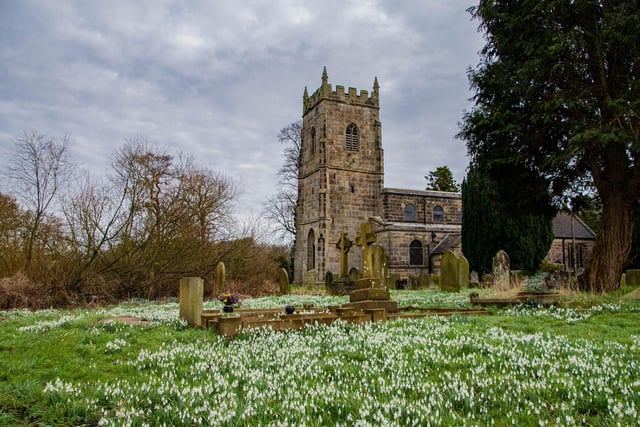 ​All Saints Church at South Wingfield is adorned in beautiful spring snowdrops in this fine snap by Dave Long.