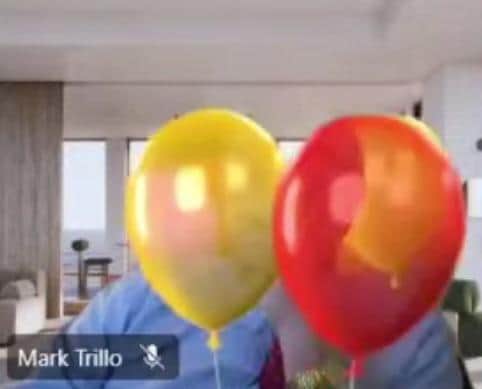 High Peak Borough Council Executive Director Mark Trillo Was Obscured By Unexplained Party Balloons During A Remote Meeting, Courtesy Of Youtube