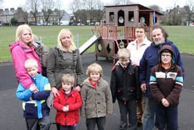 Campaigners for the modernisation of the toddlers play area at Cote Heath Rec. . Photo Jason Chadwick