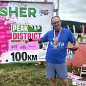 Keith Tolley at the end of the 100km Peak District Ultra Challenge