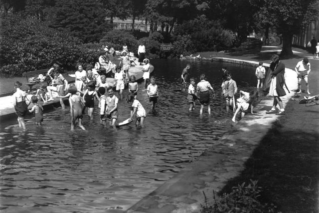 Paddling in the river.