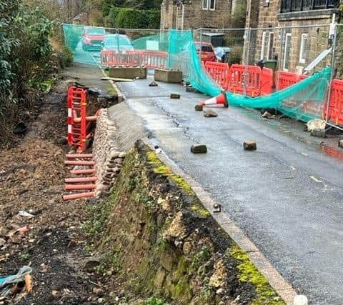 The current damage to Leashaw caused by the landslip. Image from Dethick, Lea and Holloway Parish Council.