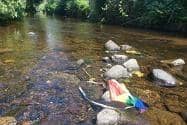 A pride flag was burnt and bunting chucked into the river at a Memorial Park Whaley Bridge. Pic High Peak Borough Council