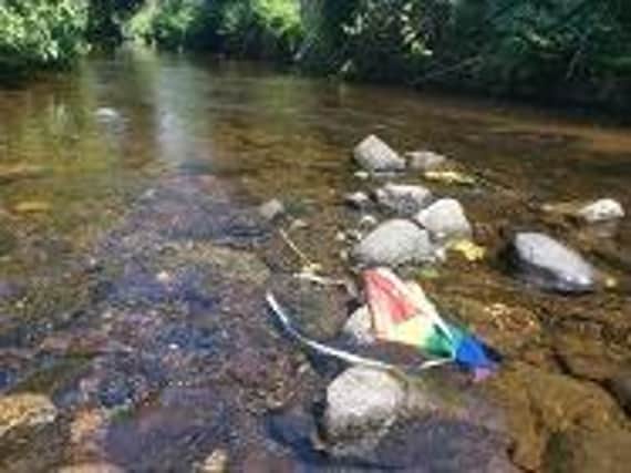A pride flag was burnt and bunting chucked into the river at a Memorial Park Whaley Bridge. Pic High Peak Borough Council