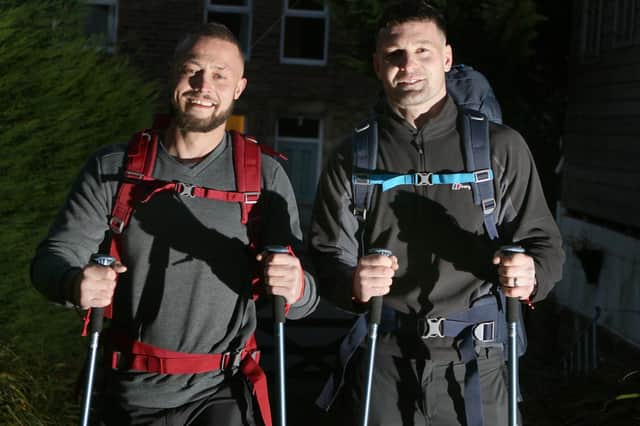 Anthony Courtenay and Andy Ruffell training to walk the Pennine Way for Macmillan. Photo Jason Chadwick