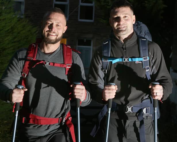 Anthony Courtenay and Andy Ruffell training to walk the Pennine Way for Macmillan. Photo Jason Chadwick