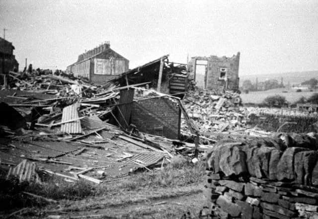 The remains of the Wesleyan Chapel and Whitfield Villas after the bombing. Picture Frank Pleszak.