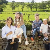 Kelvin Fletcher and his wife Liz Marsland with their children, Maximus and Mateusz, Marnie and MIlo on their Peak District farm (photo: ITV/Daisybeck Studios/Steve Morgan)