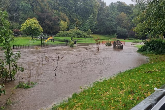 A very flooded  Ashwood Park in Buxton. Photo Zoie Campbell
