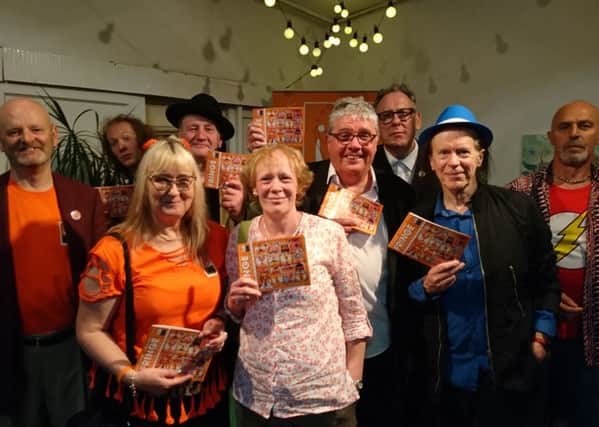 Fringe committee members Keith Savage, Gaye Chorlton and Pam Mason joined by some of the performers at the preview.