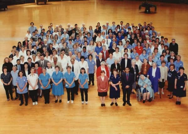 Buxton Advertiser archive, 2000, staff of the Devonshire Royal Hospital, taken to mark its closure