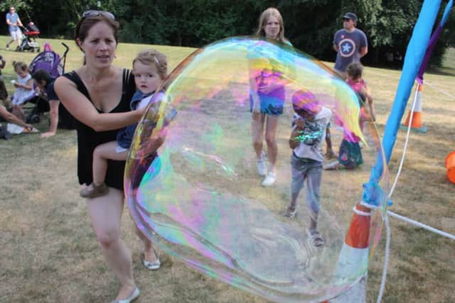 Bubble fun at One World Festival.