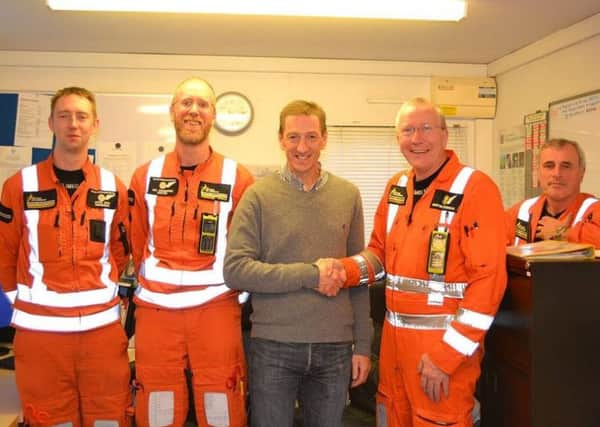 John Wilson has thanked the Derbyshire, Leicestershire and Rutland Air Ambulance crew who saved his life after collapsing on the Eroica bike ride near Bakewell, and is urging the public to show their support for the charity during Air Ambulance week this September.