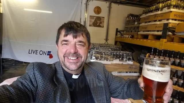 Padre John Hudghton blessed the beer and said it was one the most fun things he has been involved with