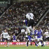 Match action between Derby County v Ipswich Town. Pic by Jez Tighe.
