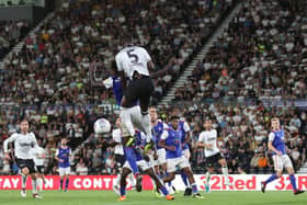 Match action between Derby County v Ipswich Town. Pic by Jez Tighe.