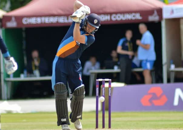 New Notts signing Ben Slater pictured in action for Derbyshire on his home town wicket of Chesterfield