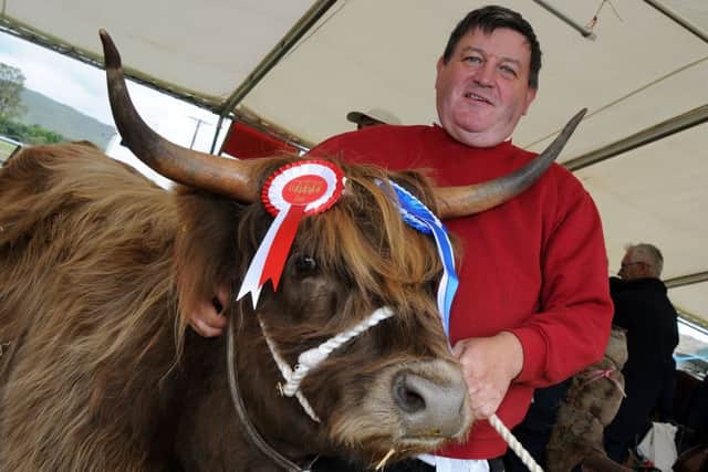 Hope Show.
Robert Wain, from Matlock, with his prize winning 2 year old Highland Heffer, Penny, who was also named Show Reserve Champion.